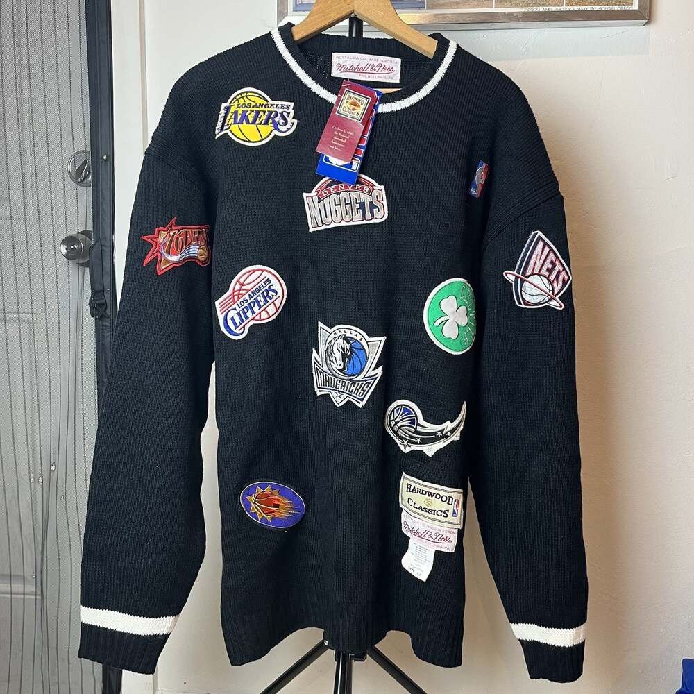 Vintage Vtg NBA Teams Acrylic Sweater Hardwood Classics Mitchell & Ness Adult XL